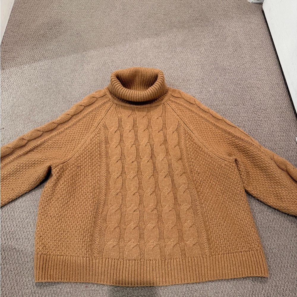 GAP Camel Cable Knit Turtleneck Sweater